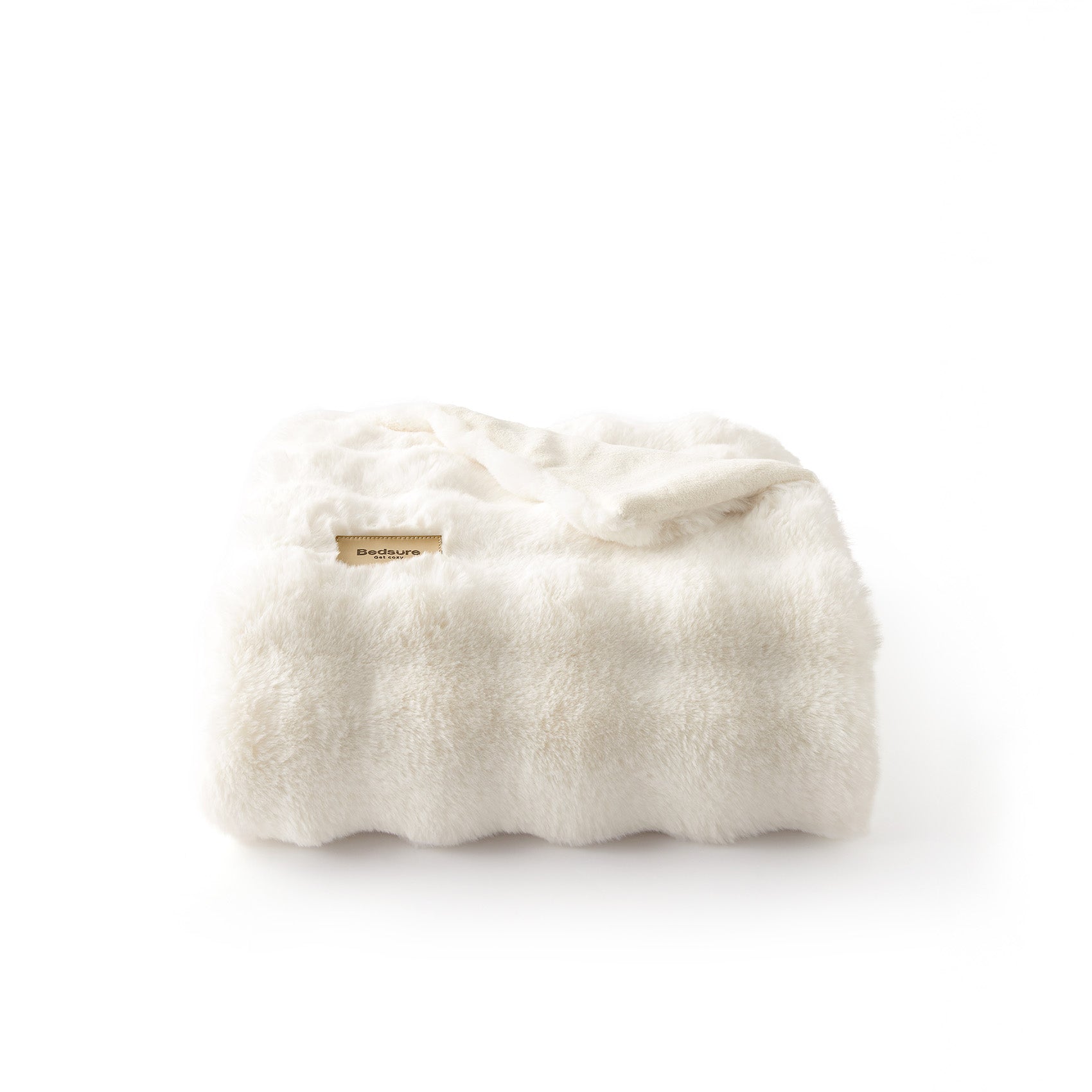GentleSoft™ Bubble Faux Fur Blanket ( Cream )