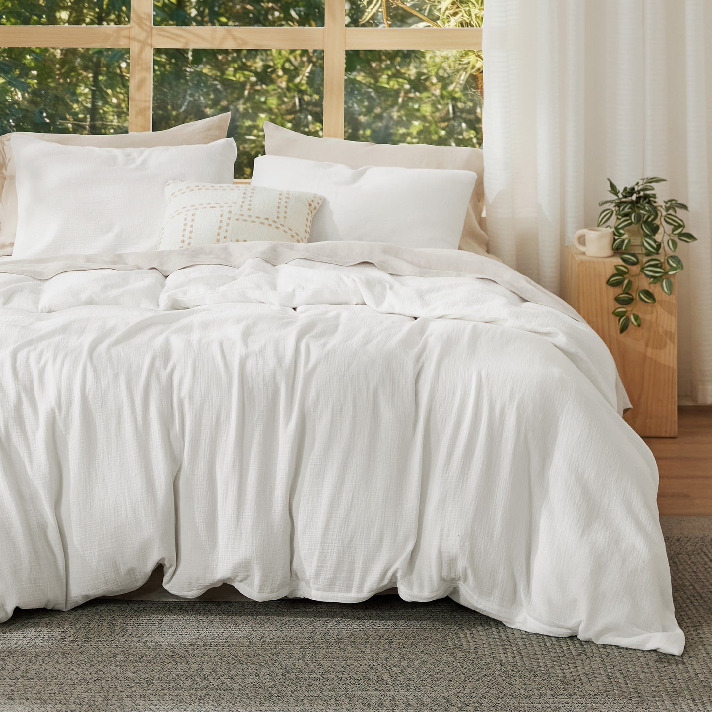 Rayon From Bamboo Cotton Muslin Duvet Cover Set