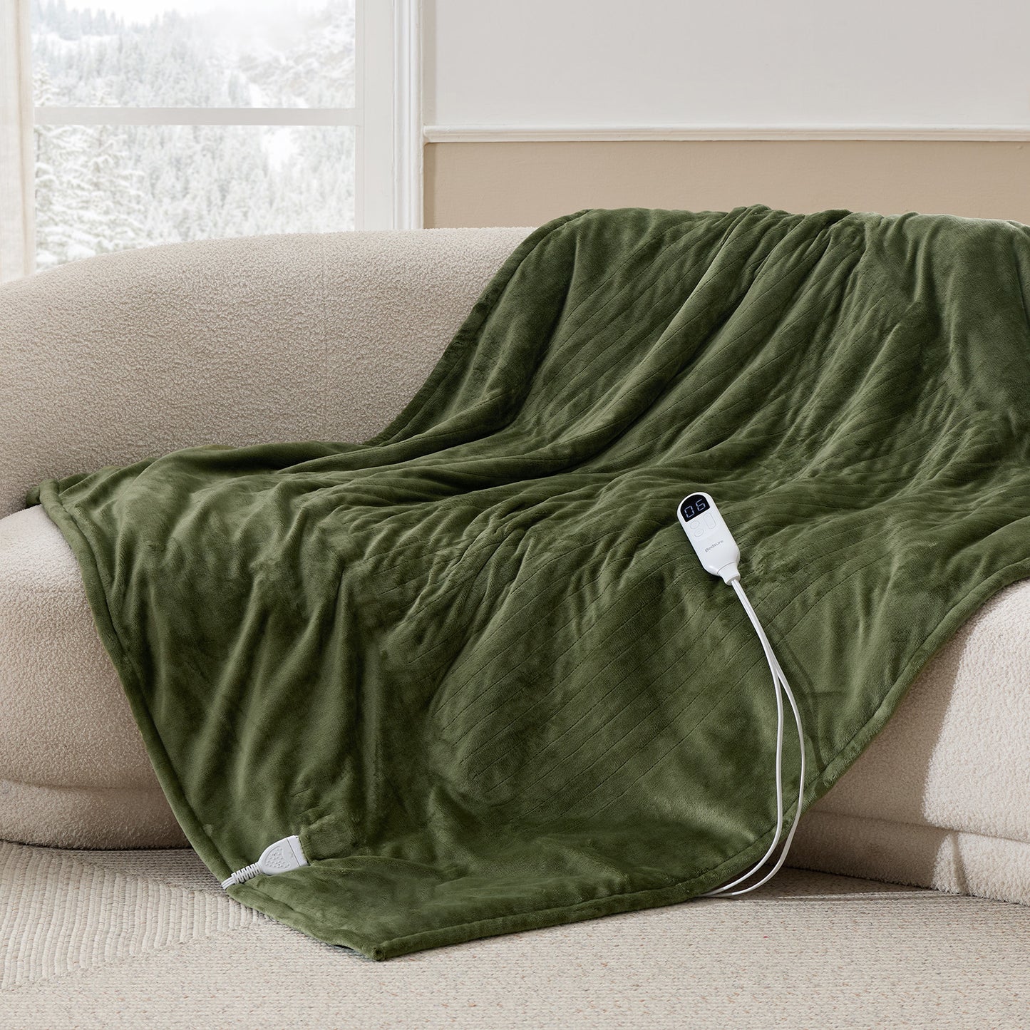 Solid Flannel Heated Blanket