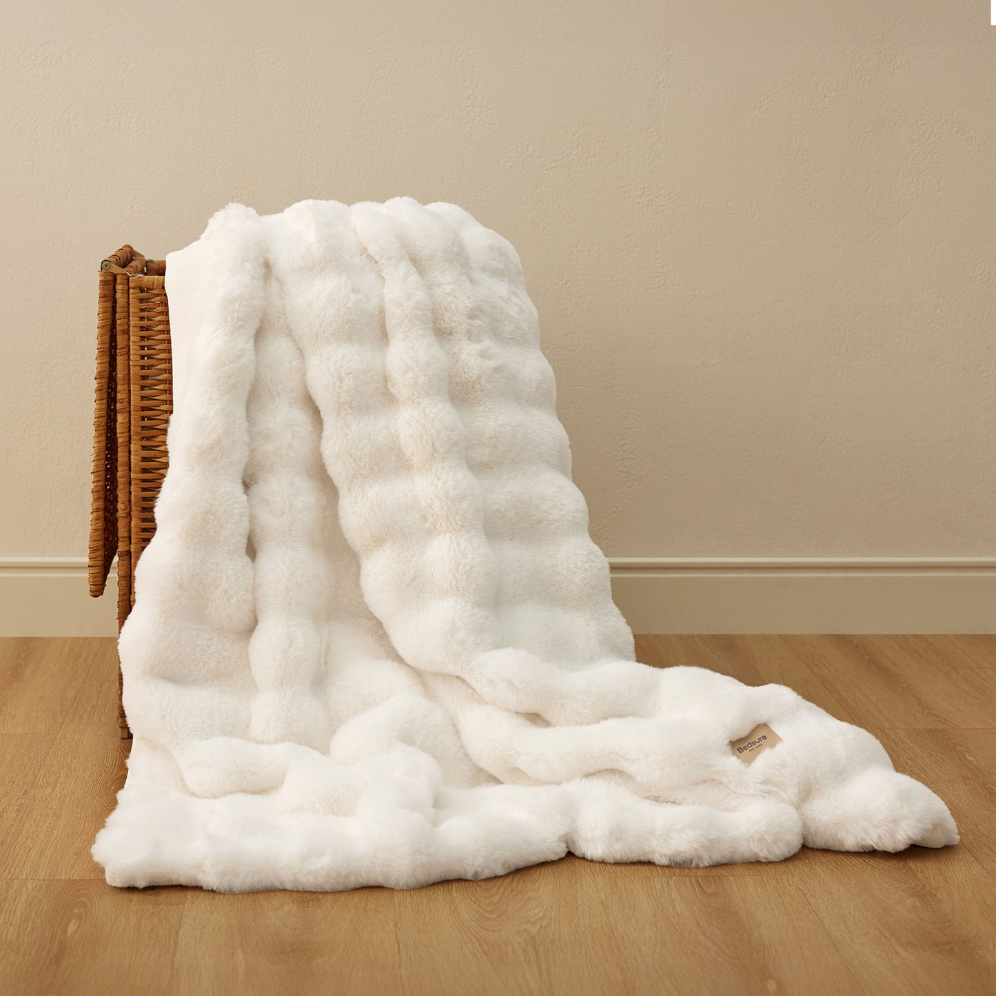 GentleSoft™ Bubble Faux Fur Blanket ( Cream )