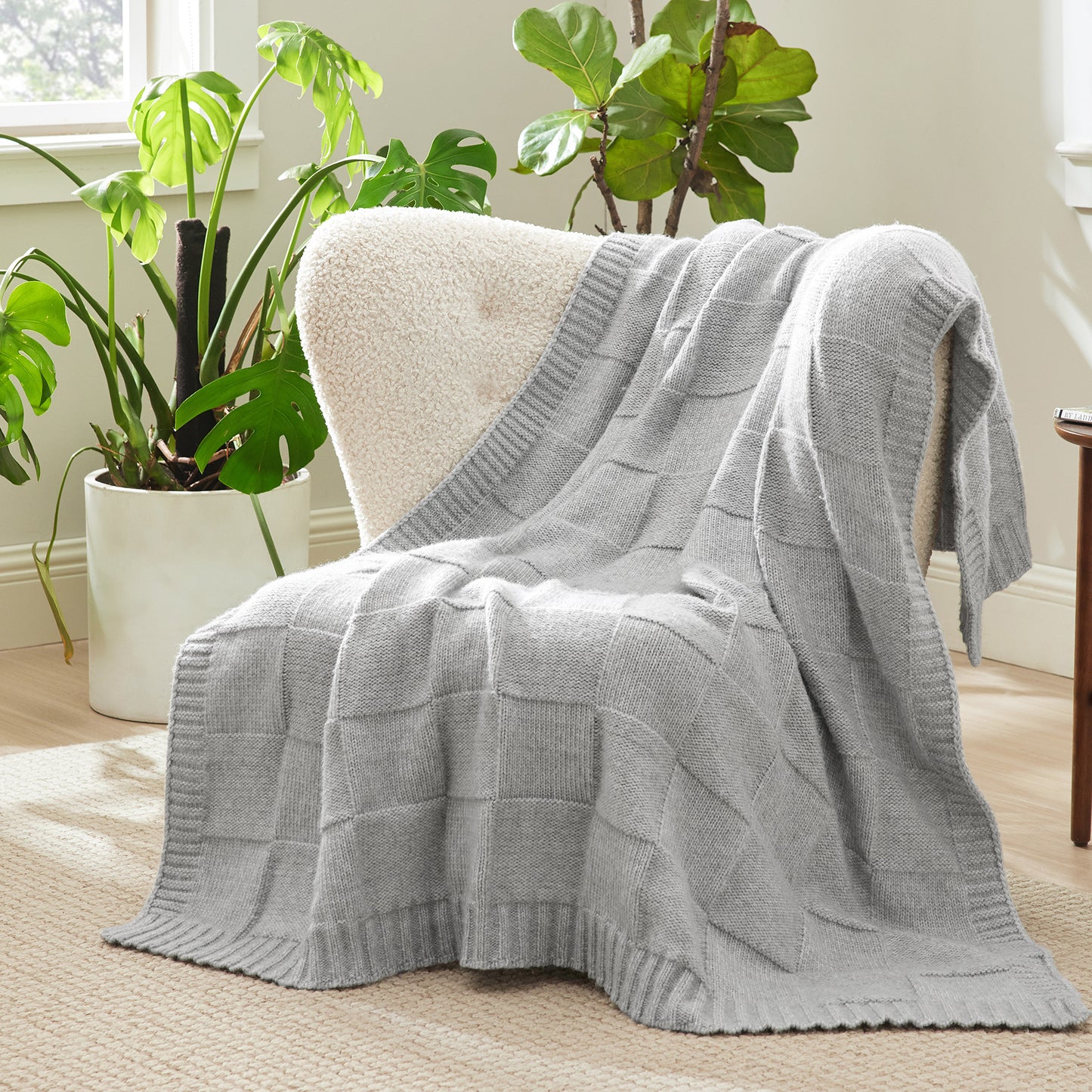 Air Yarn Knit Throw Blanket