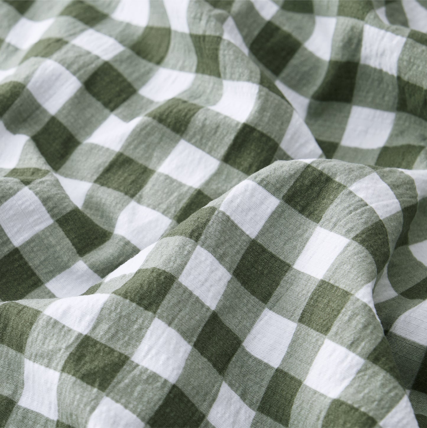 Ruffled Cotton-Like Gingham Sheet Set