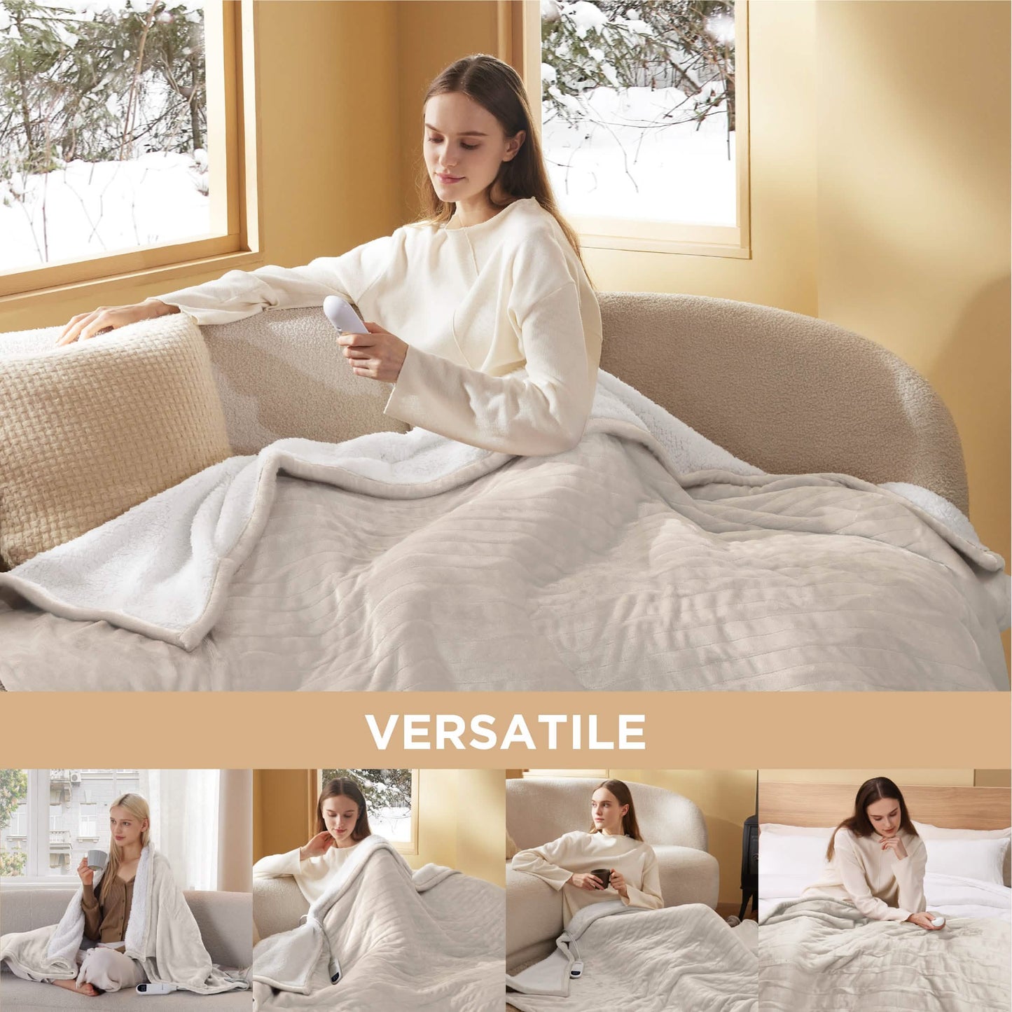 Solid Flannel Heated Blanket