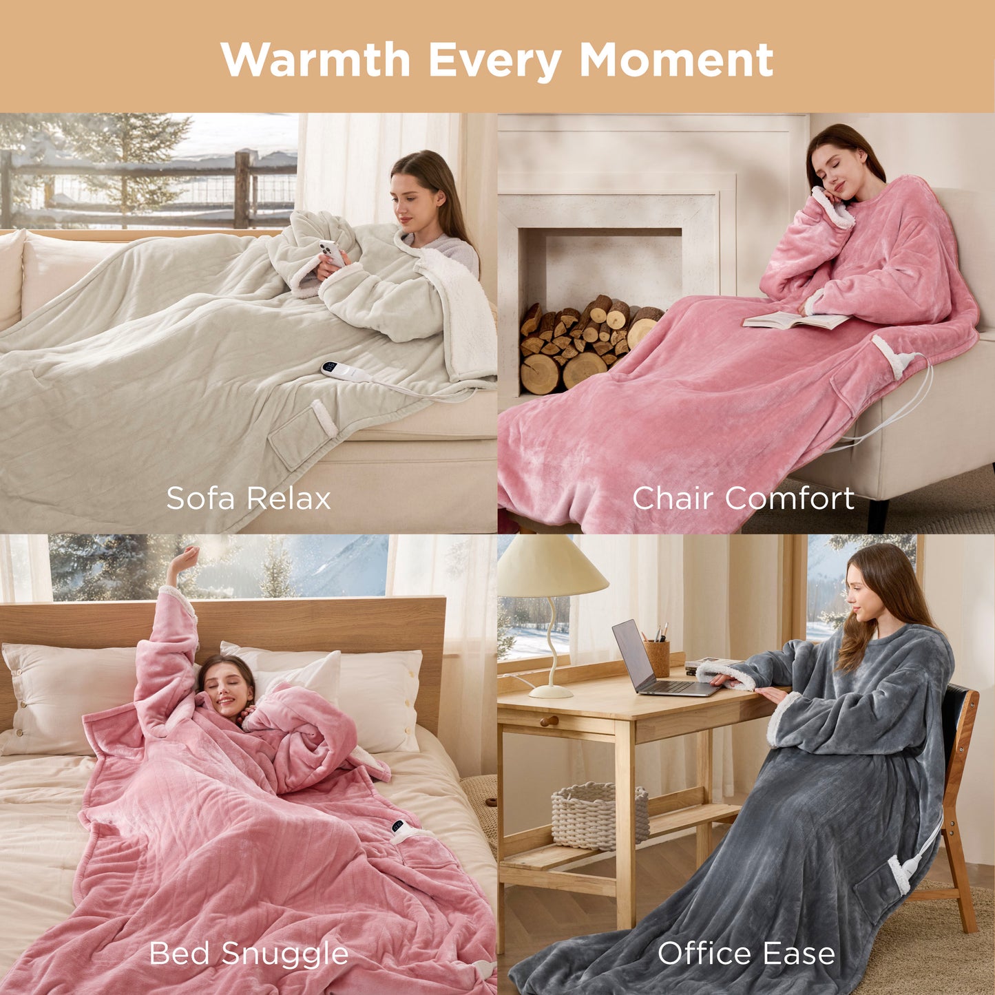 GentleSoft® Full-body Sherpa Fleece Wearable Heated Blanket