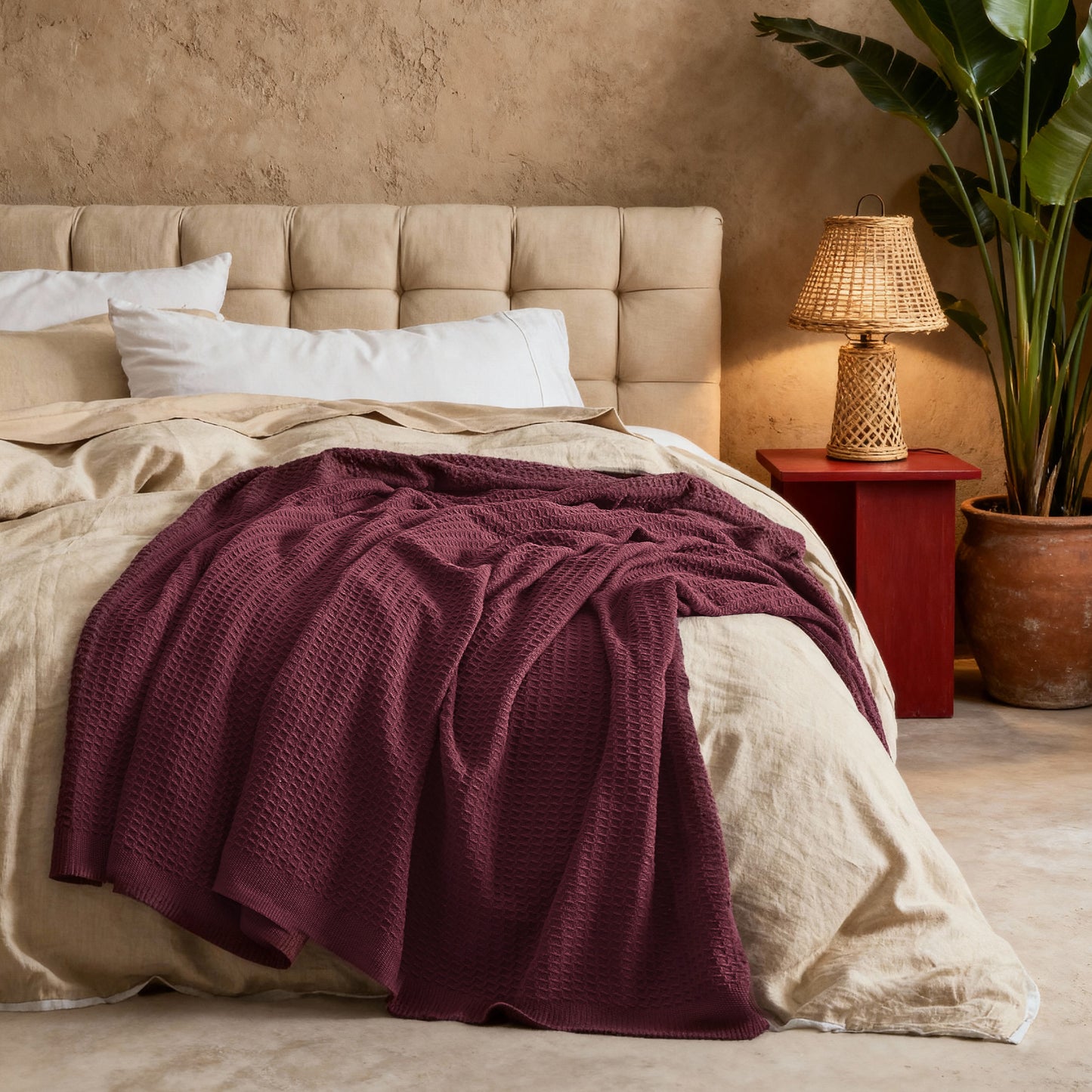Cotton Waffle Weave Blanket