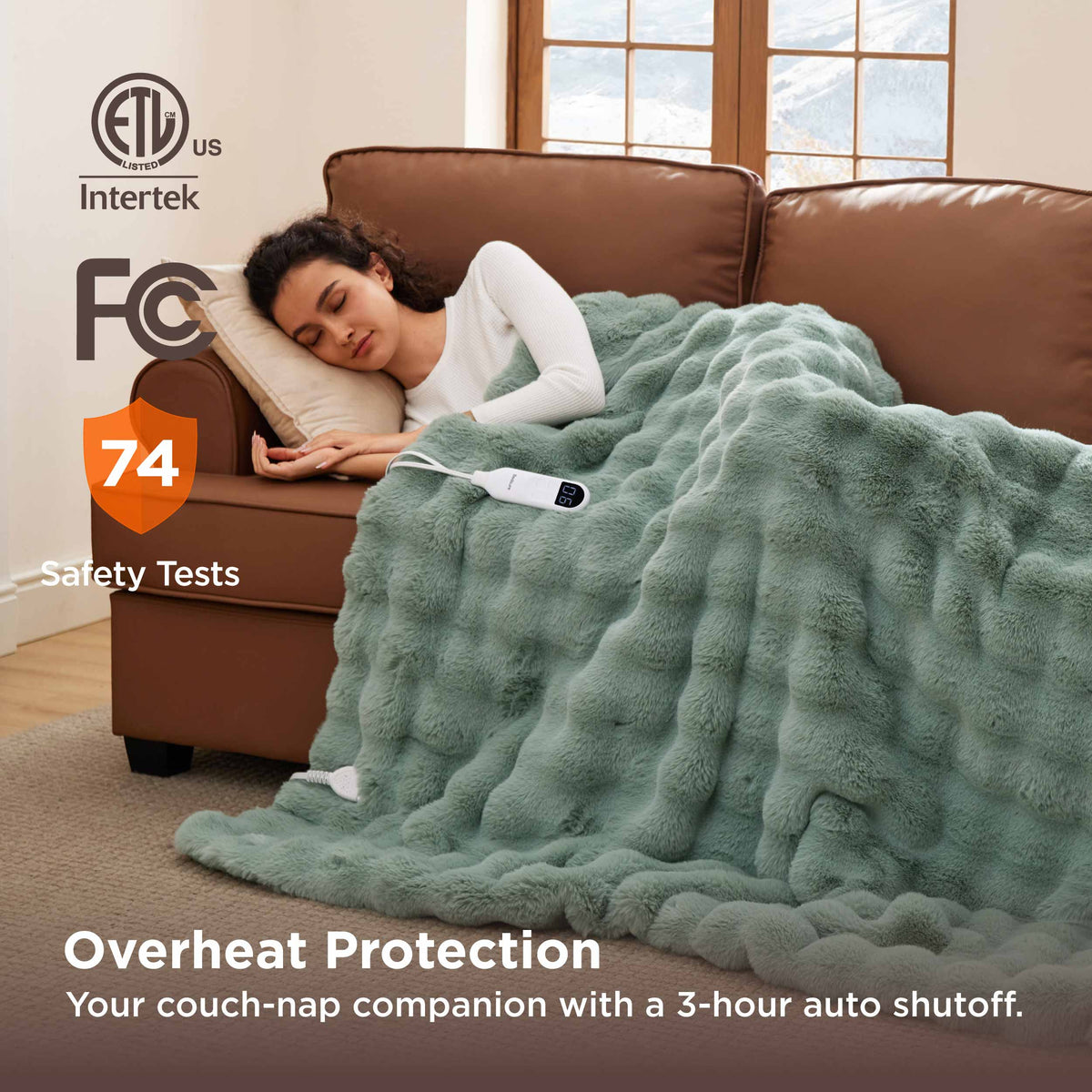 Bubble Faux Fur Heated Blanket