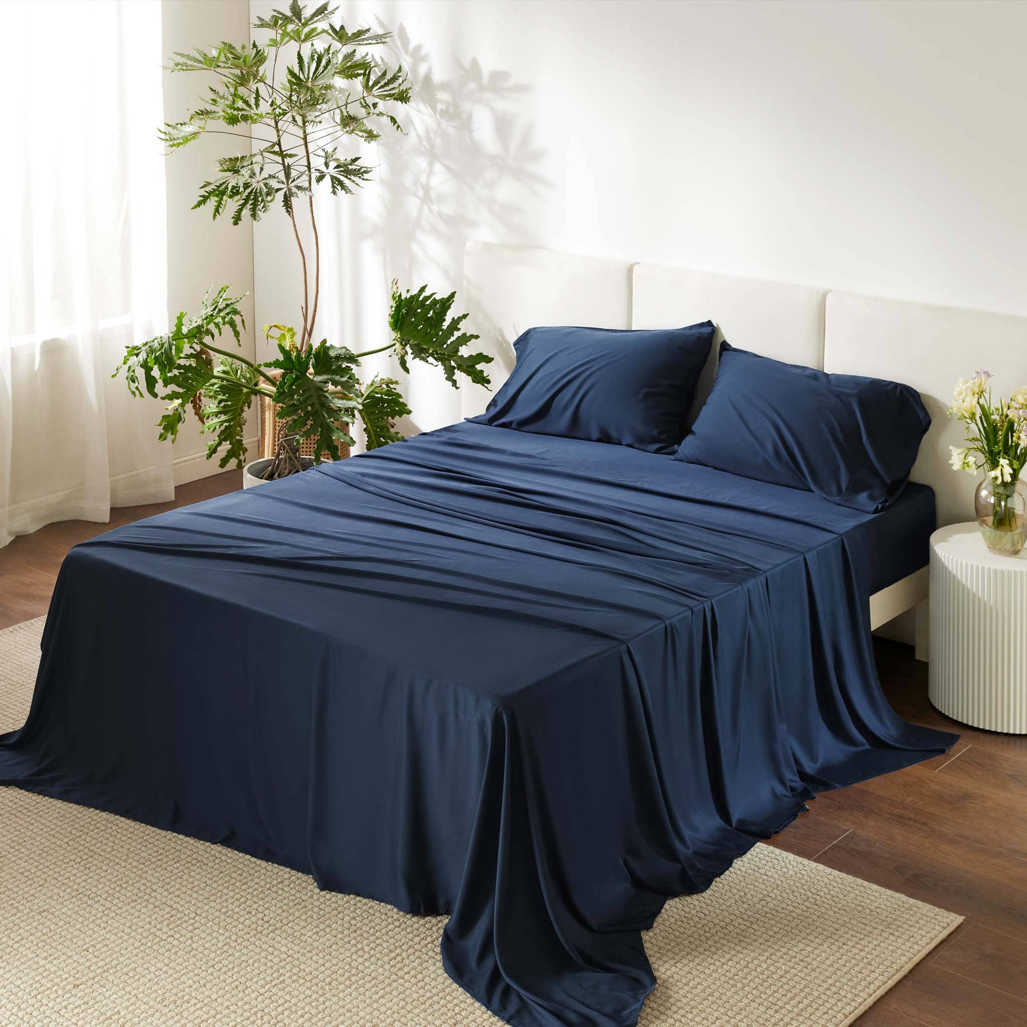 100% Bamboo Bed Sheets, Royal Blue, Queen Size
