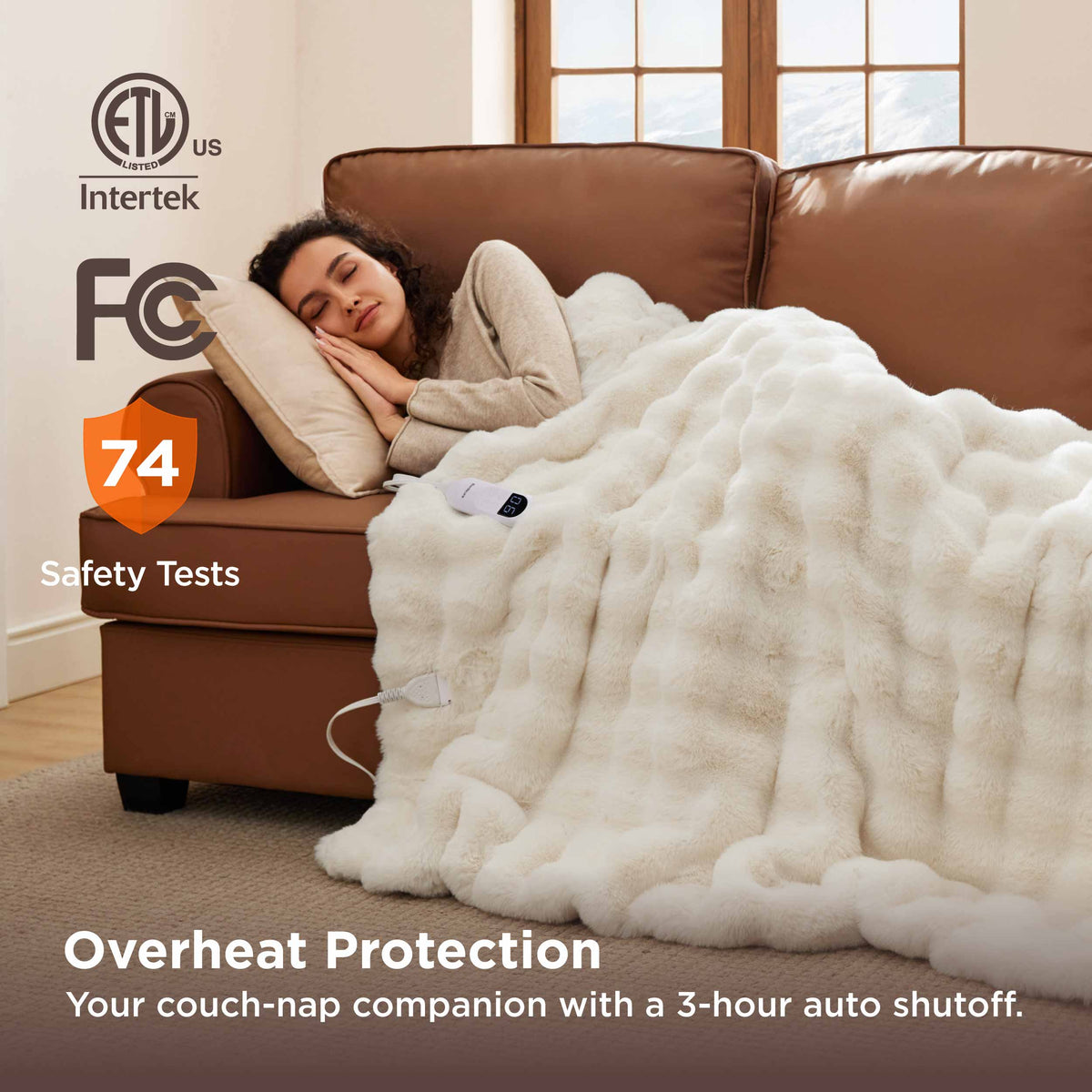 Bubble Faux Fur Heated Blanket