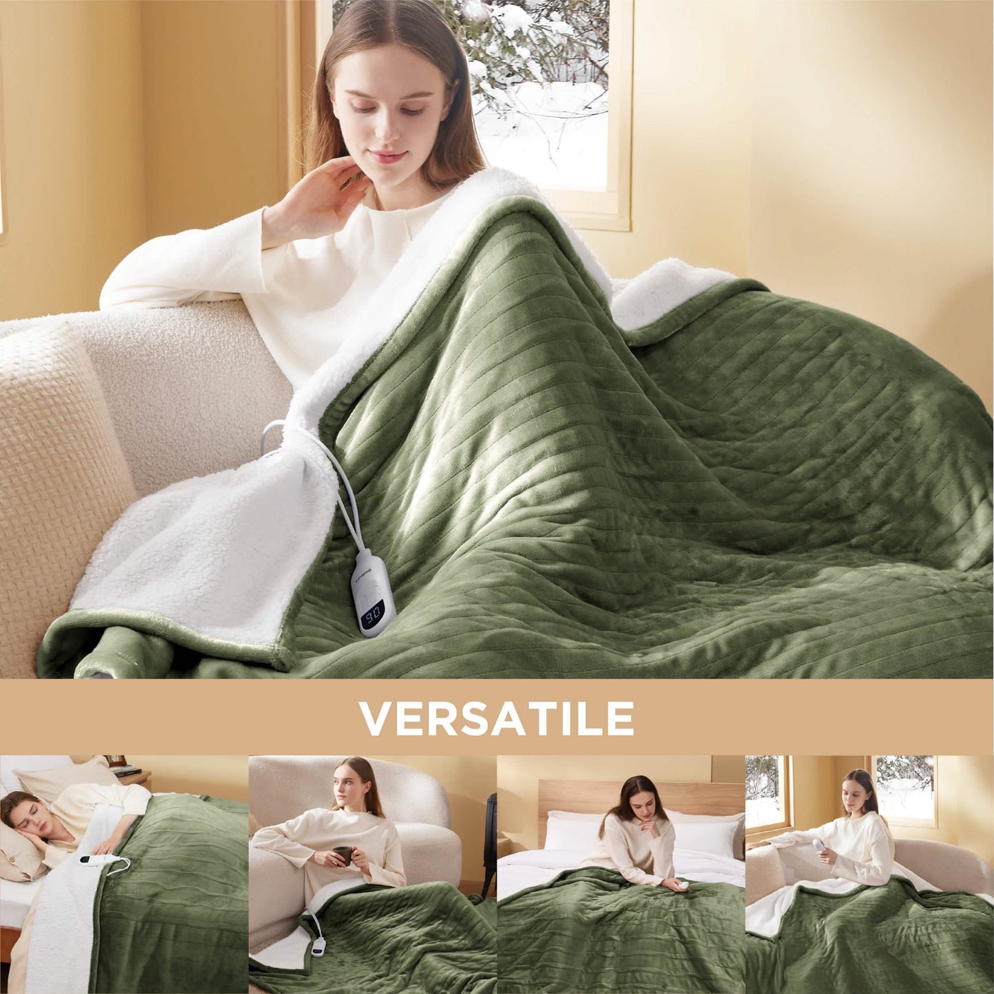 Solid Flannel Heated Blanket