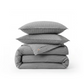 PureWoven™ grey striped washed cotton duvet cover set with shams