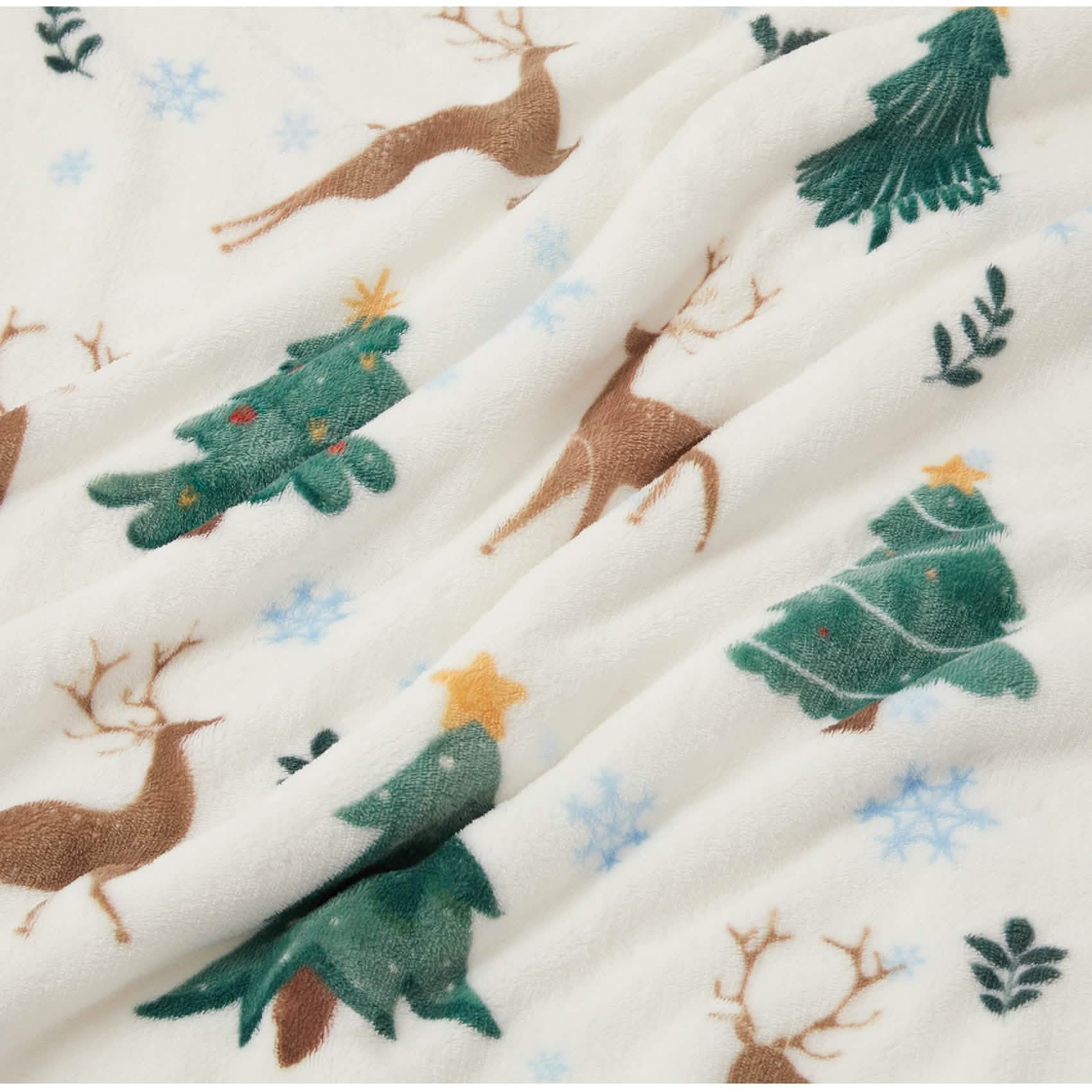 Christmas Elk White Sherpa Throw Blanket