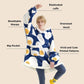 Sherpa Fleece Printed Short Wearable Blanket Hoodie Denim Blue