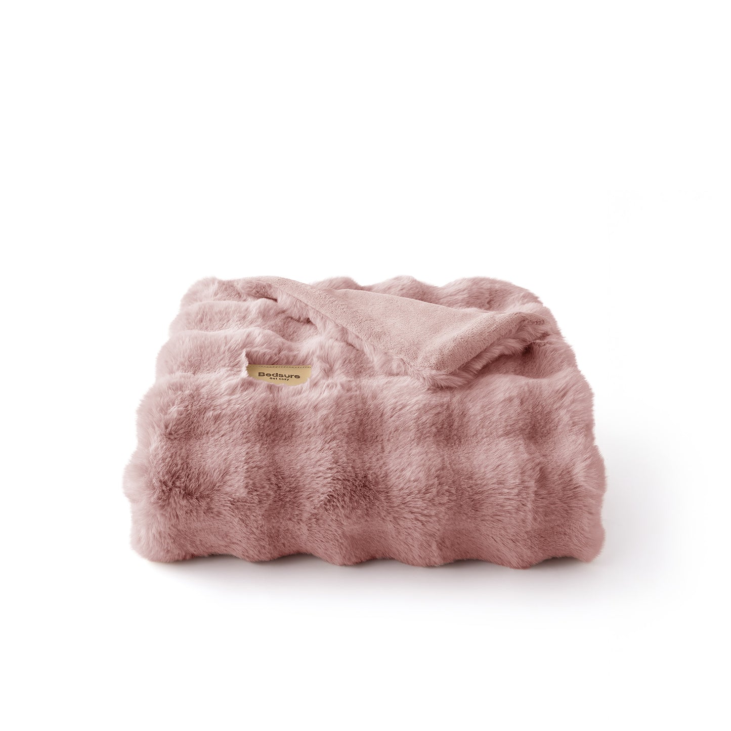 GentleSoft™ Bubble Faux Fur Blanket ( Dark Pink )