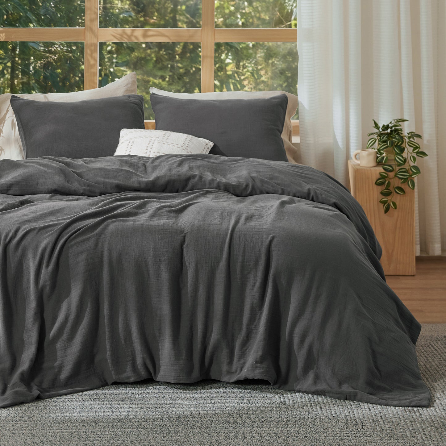 Rayon From Bamboo Cotton Muslin Duvet Cover Set