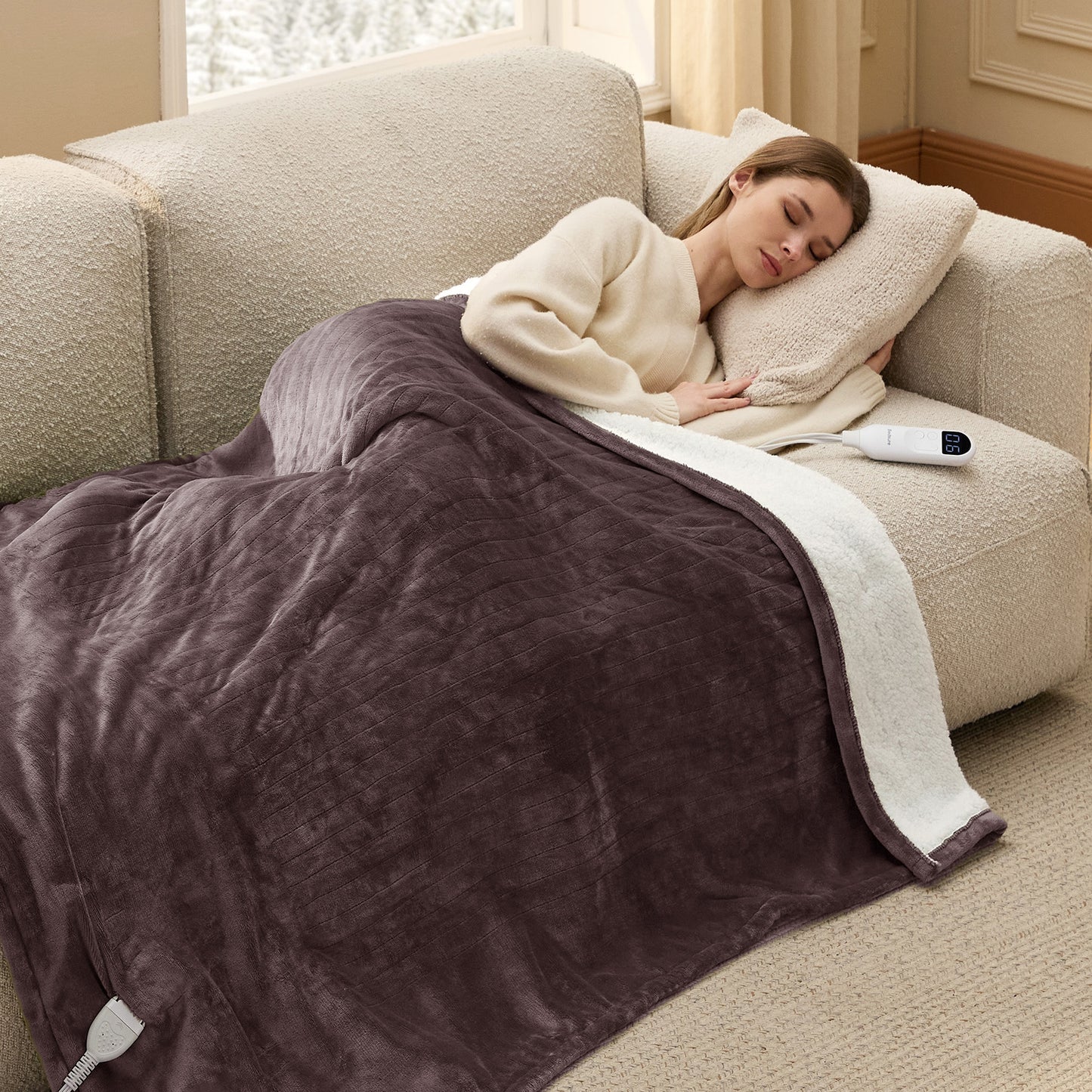 Solid Flannel Heated Blanket