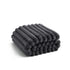 Luxplush grey plush blanket featuring wide ribbed stripes