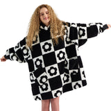 Bedsure Printed Shaggy Sherpa Blanket Hoodie Black
