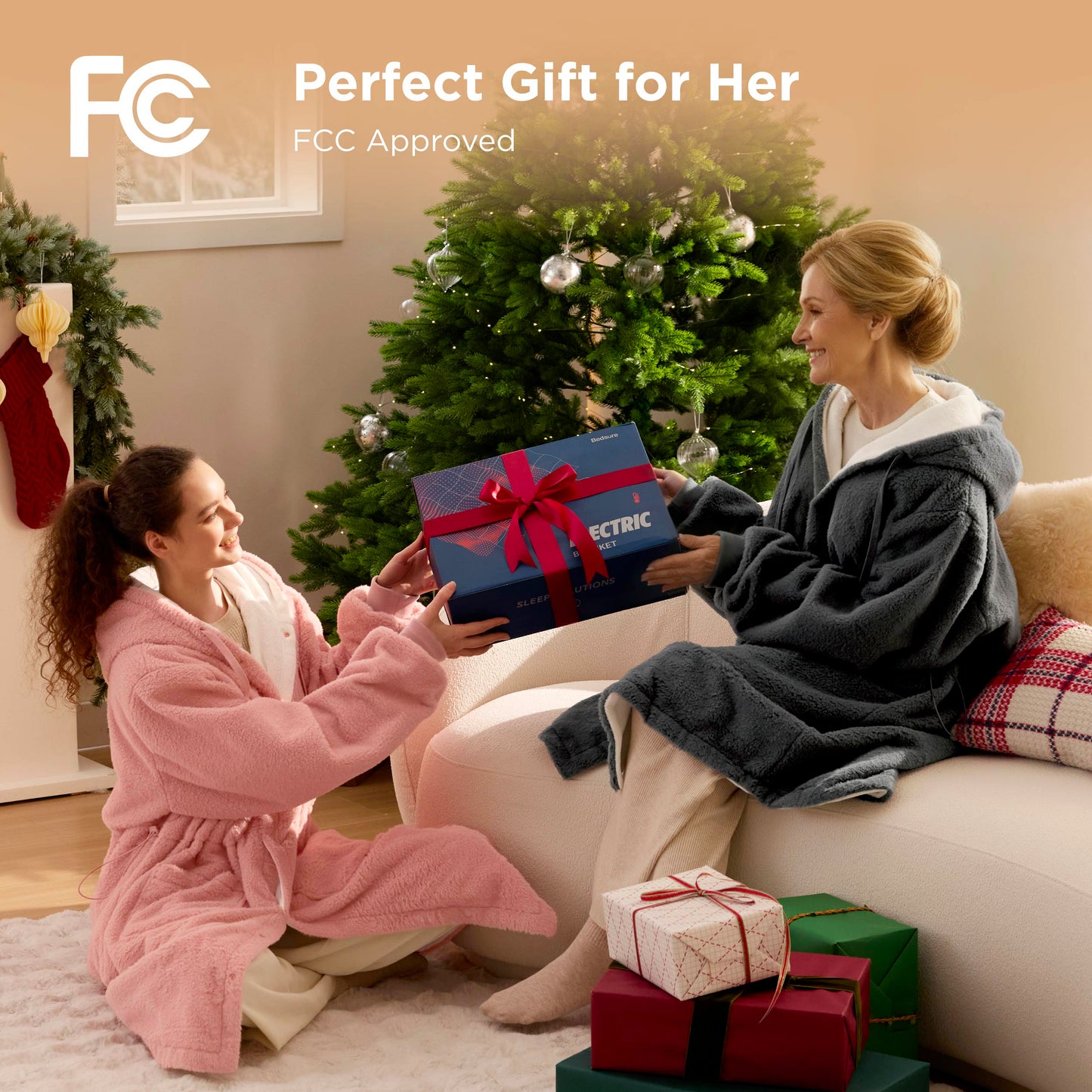 GentleSoft® Heated Faux Cashmere Blanket Hoodie