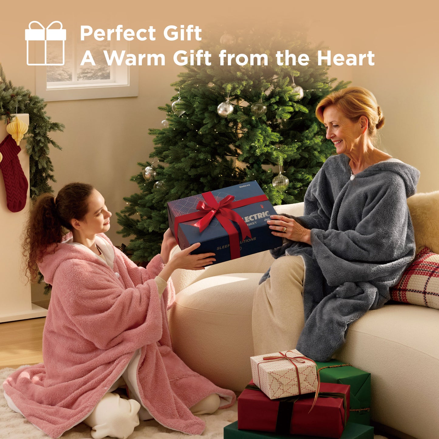 GentleSoft® Heated Shaggy Fleece Blanket Hoodie