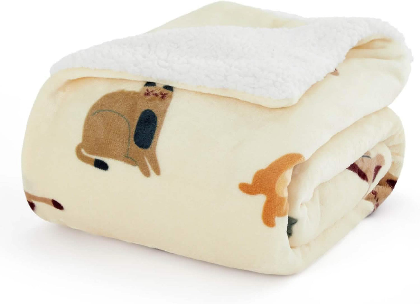 Printed Throw Sherpa Blanket Print-cat