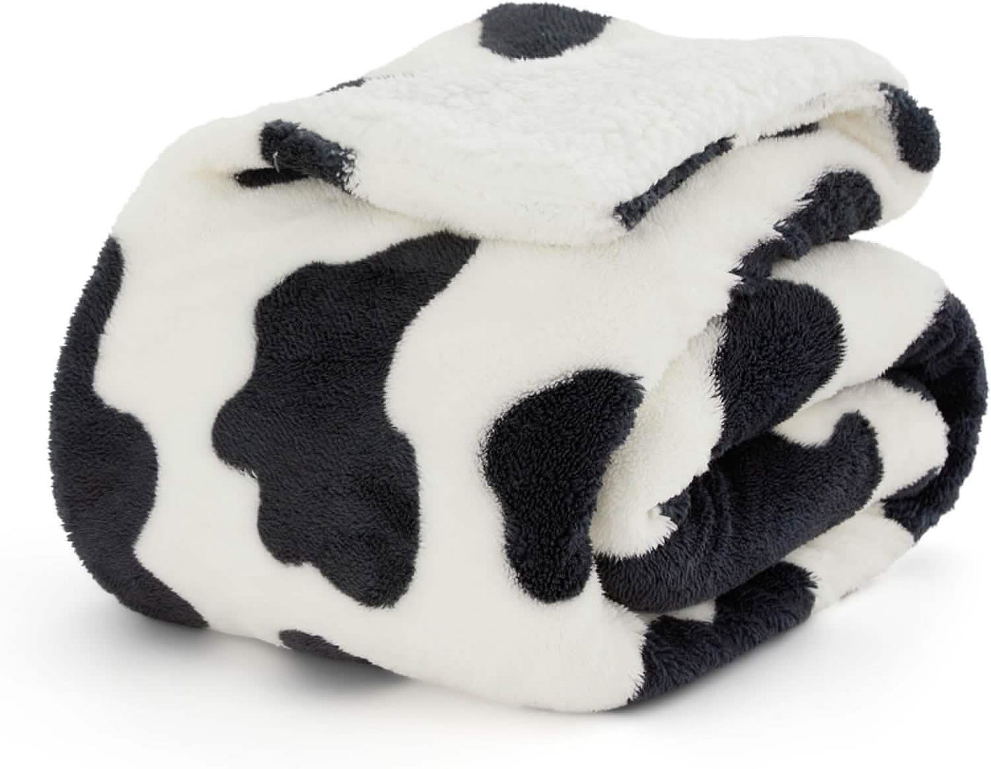 Printed Throw Sherpa Blanket Print-cow