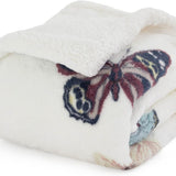 Bedsure Printed Throw Sherpa Blanket white Butterfly