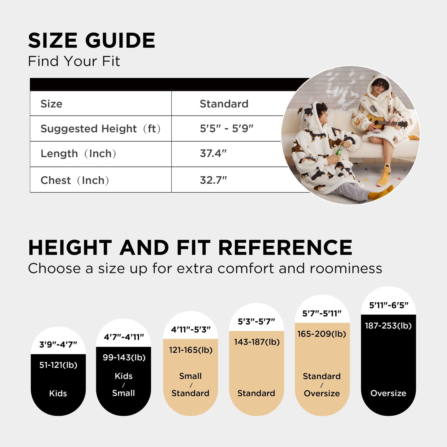 GentleSoft® Sherpa Fleece Printed Short Wearable Blanket Hoodie
