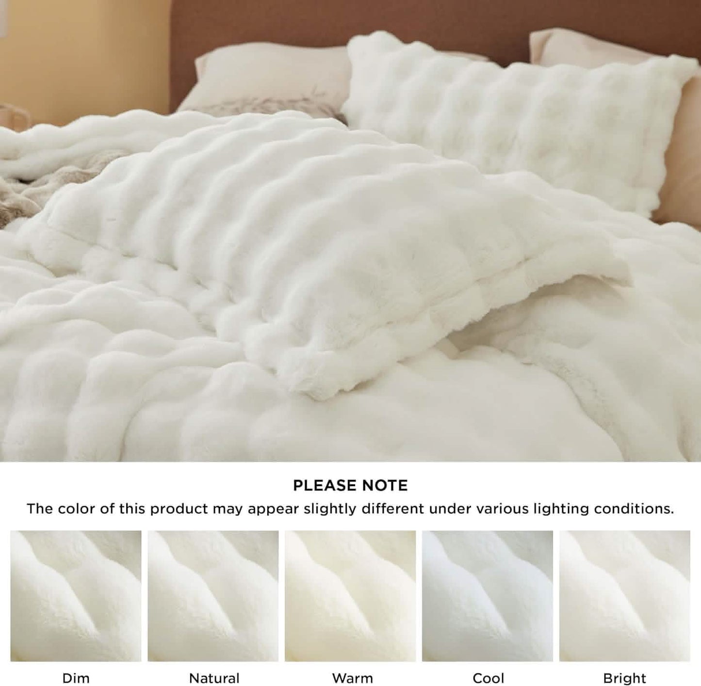 Carved Faux Rabbit Fur Duvet Cover Set