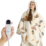 Heated Sherpa Fleece Blanket Hoddie Printed Cat