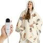 Heated Sherpa Fleece Blanket Hoodie Printed Cat