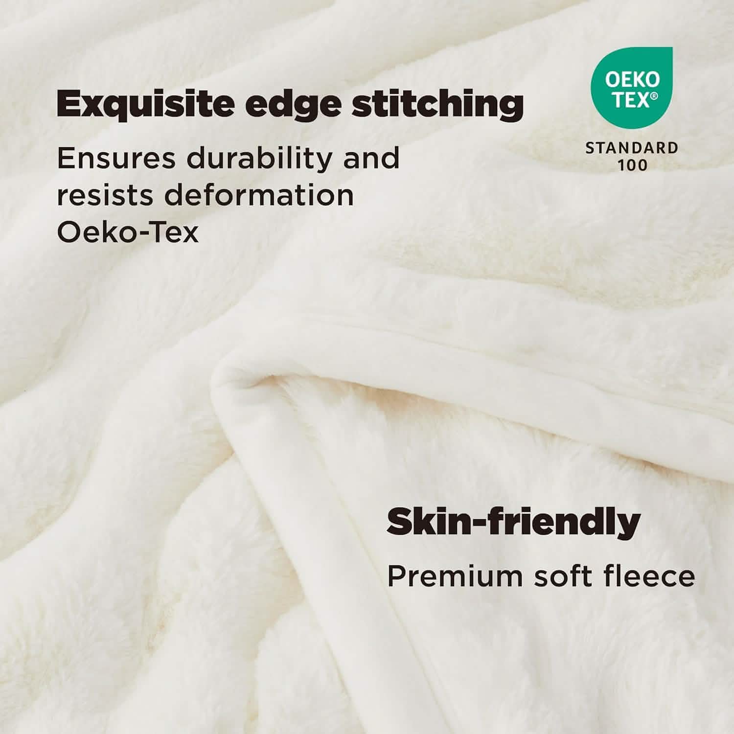 Fluffy Striped Faux Fur Blanket White