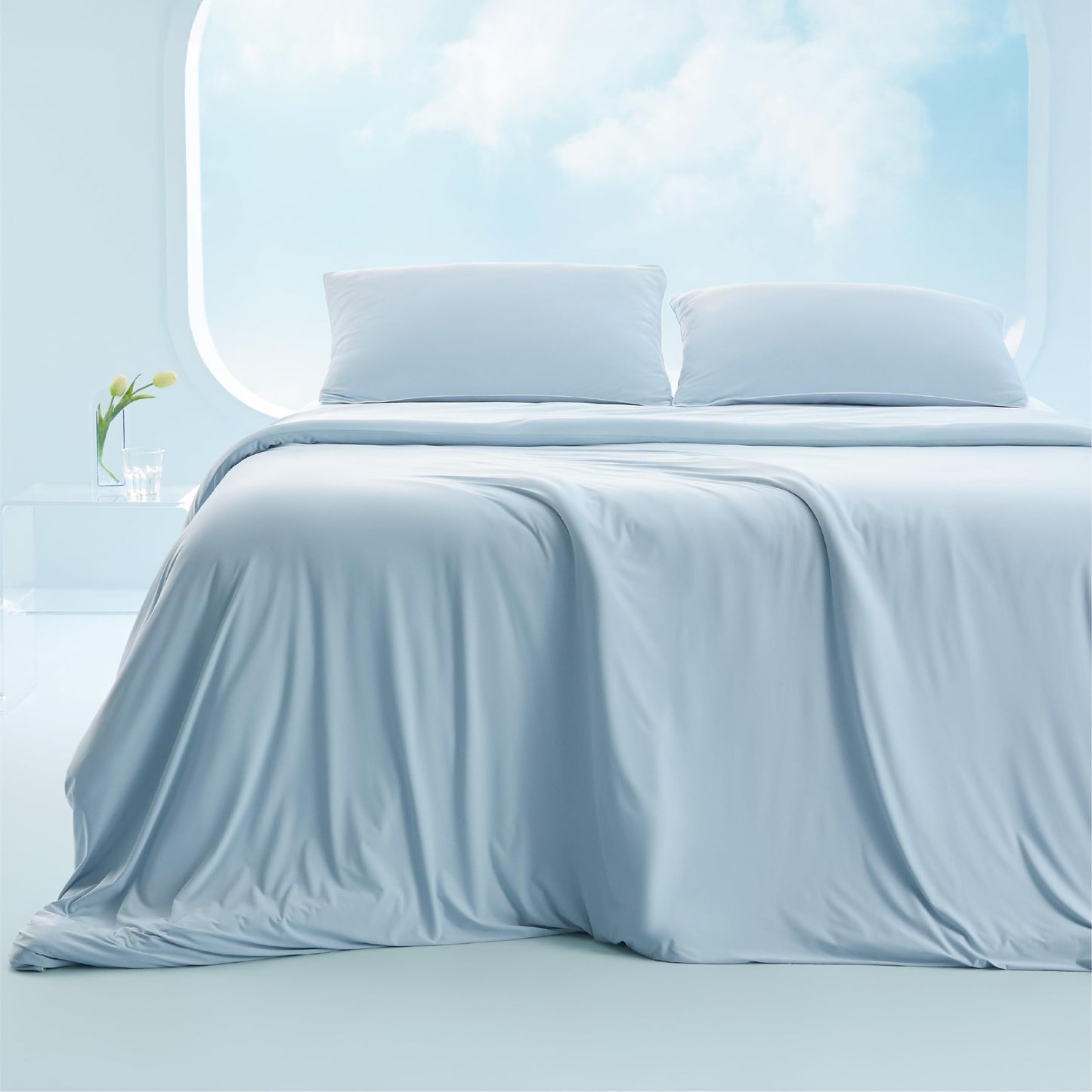 Bedsure Cooling Duvet Cover Queen Size - GentleSoft™ Cooling Bedding Set for Hot Sleepers, Ice-Cool Fabric Technology for Night Sweats, Soft & Breathable Lightweight Comforter Cover Set, 90x90, Beige