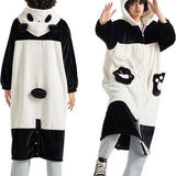 Wearable Shaggy Sherpa Panda Blanket Hoodie