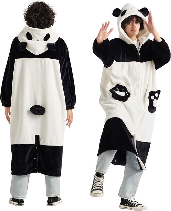 GentleSoft™ Wearable Shaggy Sherpa Panda Blanket Hoodie