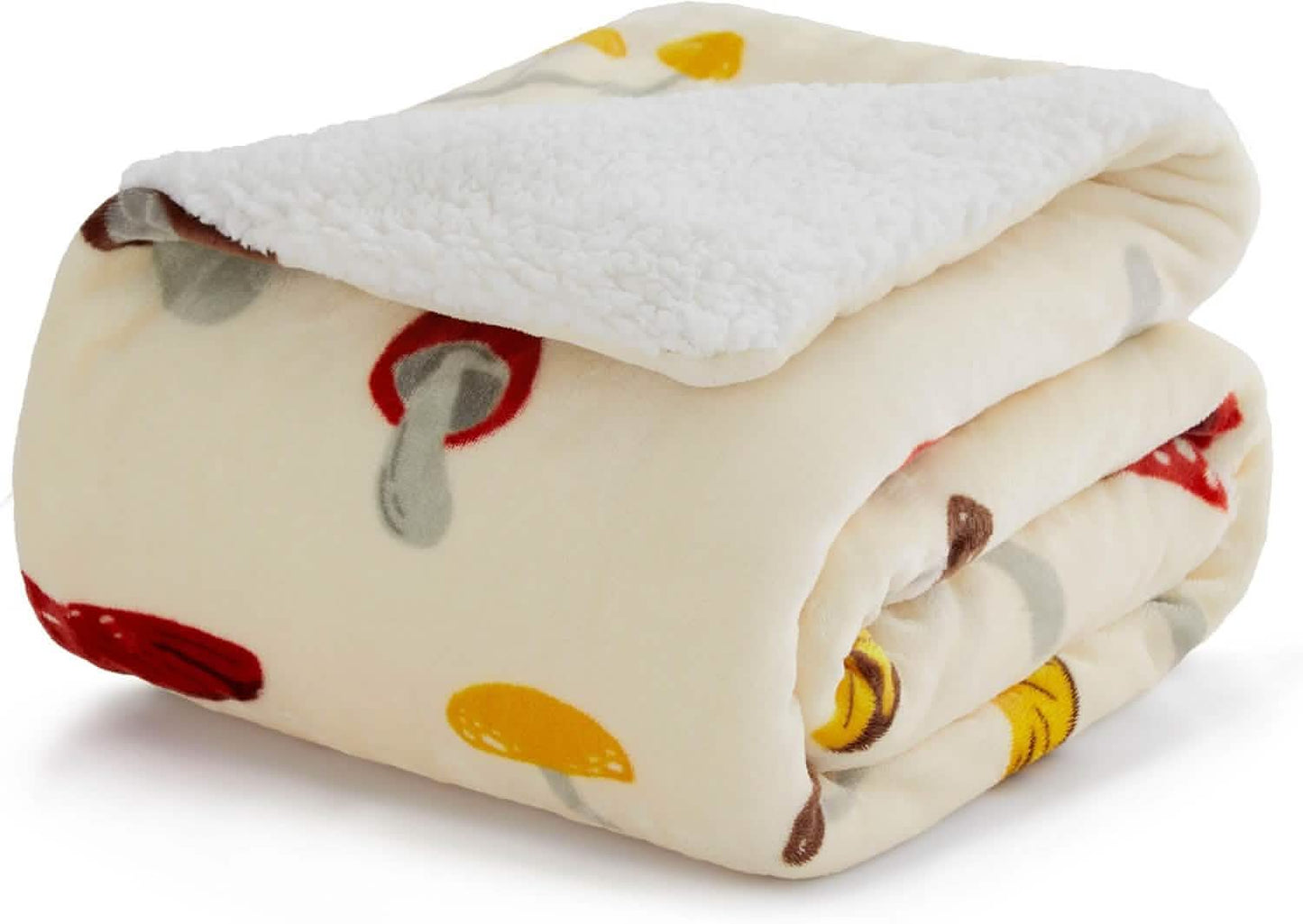 Printed Throw Sherpa Blanket mushroom