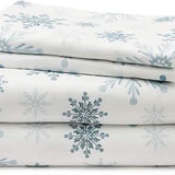 Bedsure Faux Cotton Flannel Sheet Set Grey Blue