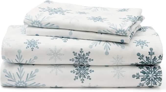 Faux Cotton Flannel Sheet Set Grey Blue