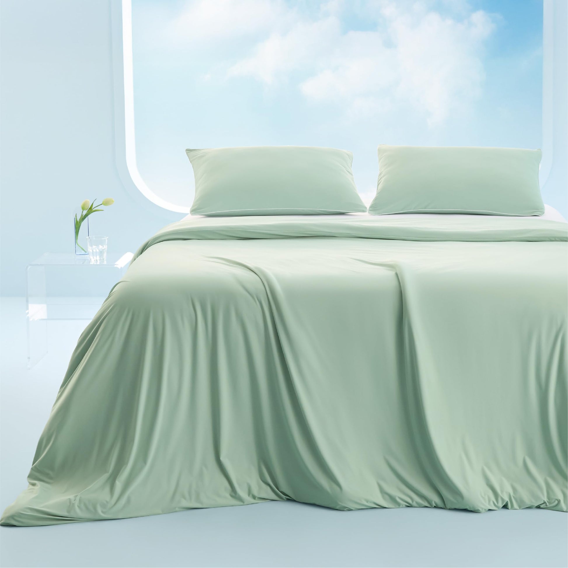 Bedsure Cooling Duvet Cover Queen Size - GentleSoft™ Cooling Bedding Set for Hot Sleepers, Ice-Cool Fabric Technology for Night Sweats, Soft & Breathable Lightweight Comforter Cover Set, 90x90, Beige