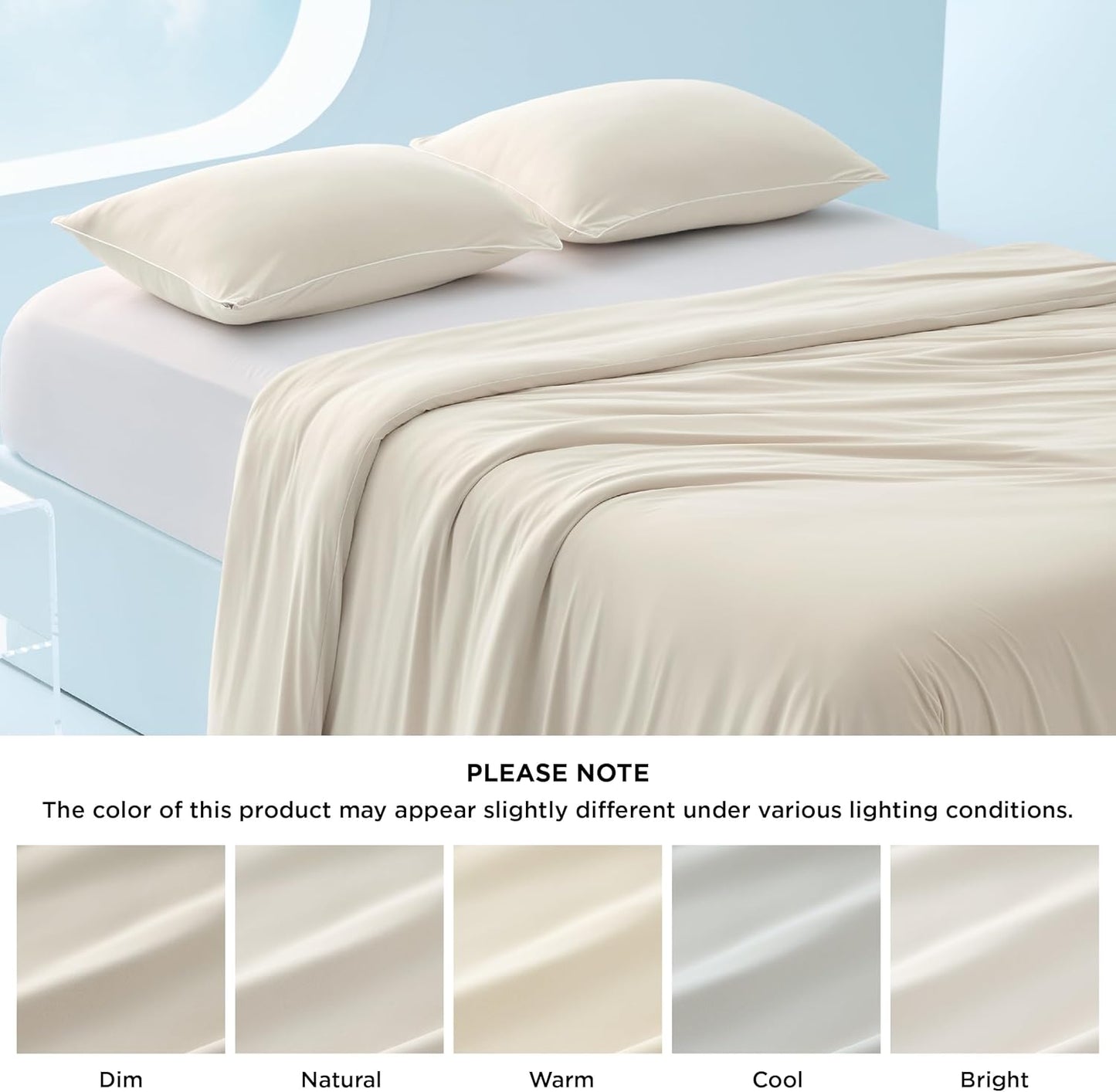 Bedsure Cooling Duvet Cover Queen Size - GentleSoft™ Cooling Bedding Set for Hot Sleepers, Ice-Cool Fabric Technology for Night Sweats, Soft & Breathable Lightweight Comforter Cover Set, 90x90, Beige