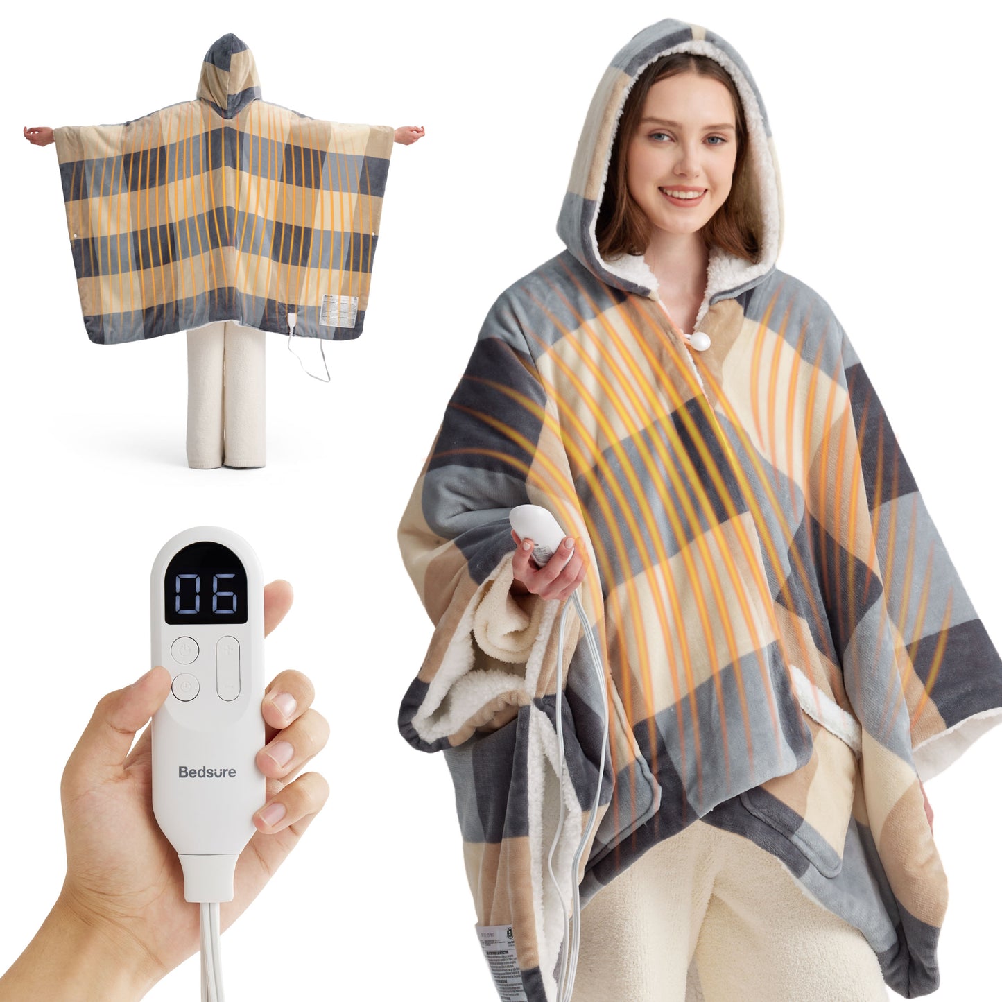 GentleSoft® Heated Sherpa Fleece Blanket Hoodie