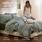 Ruffled Cotton-Like Gingham Duvet Cover Set