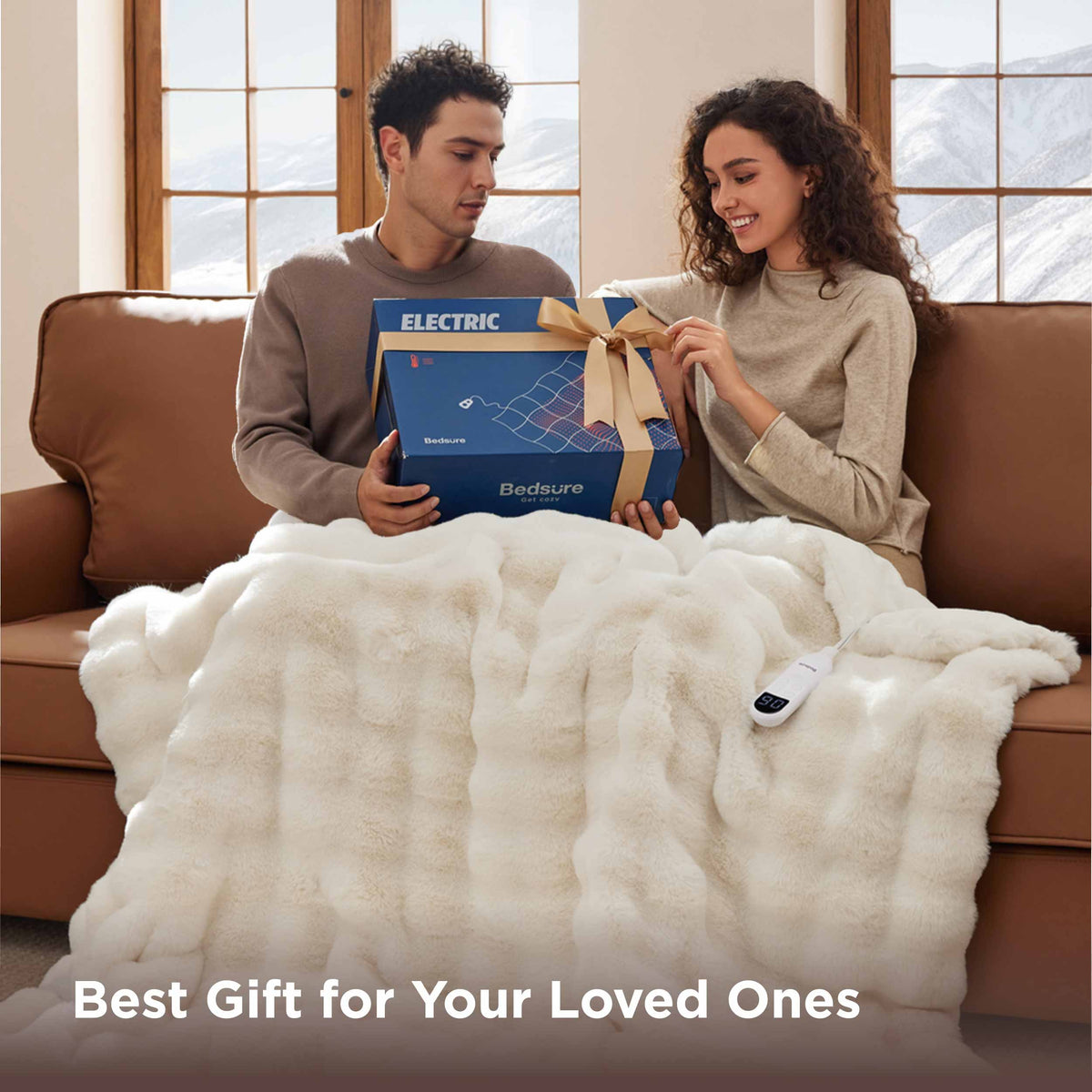 Bubble Faux Fur Heated Blanket