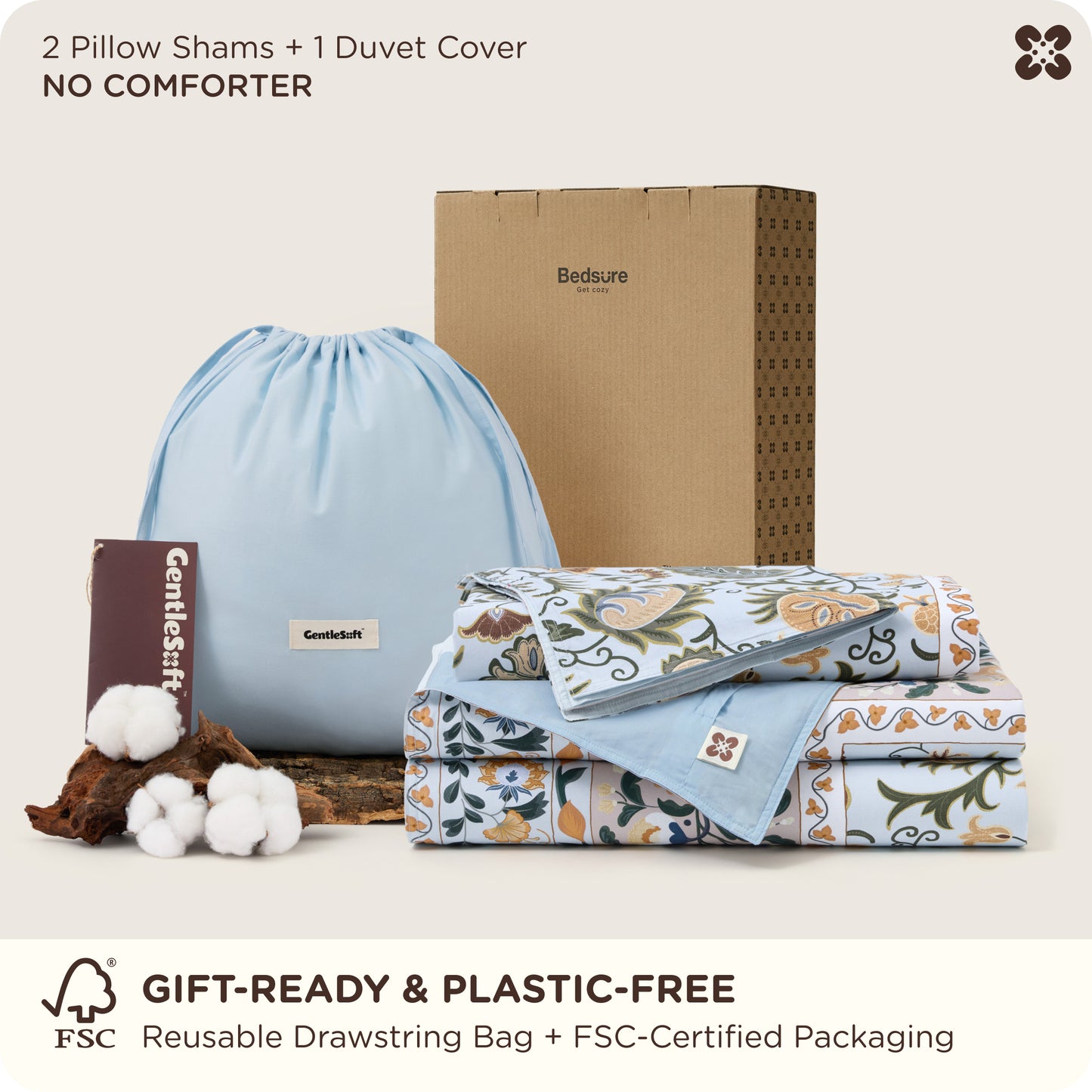 PureWoven™ 100% Cotton Patterned Duvet Cover Set