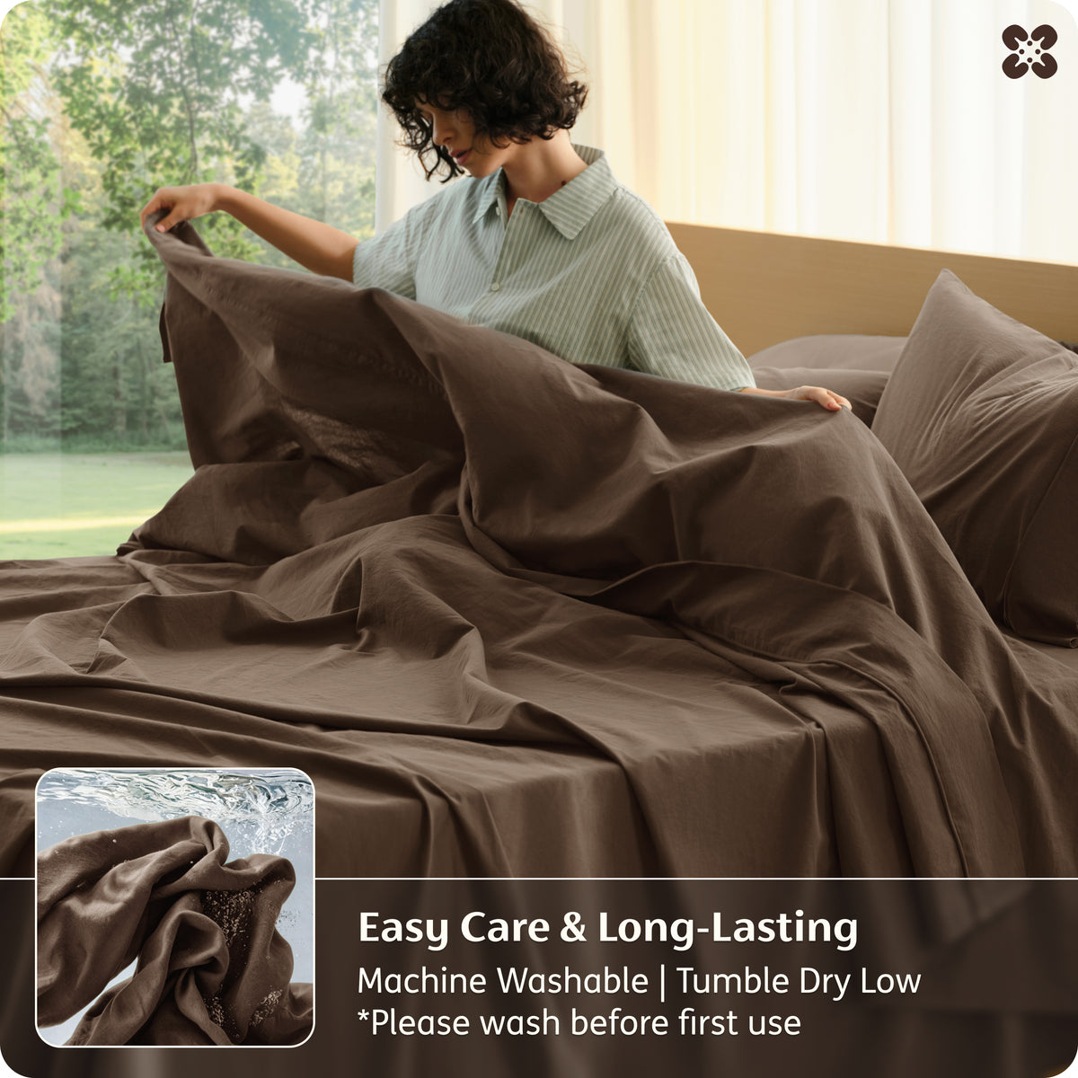 6-Piece Washed Cotton Sheet Set