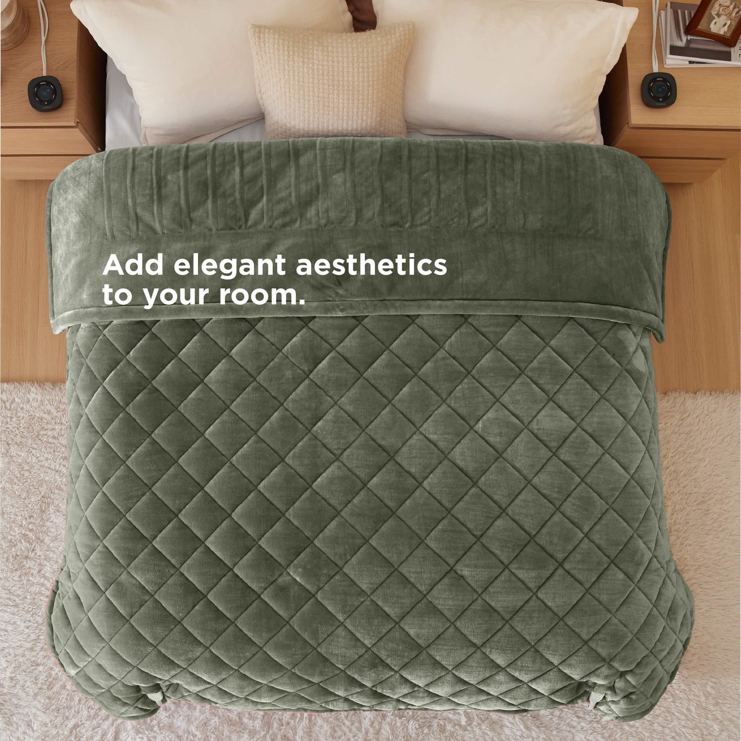 Quilted Sherpa Fleece Heated Blanket