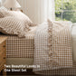 Ruffled Cotton-Like Gingham Sheet Set