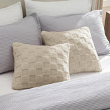 Checked Fleece Square Throw Pillow Cover