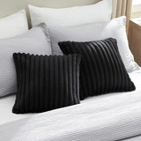 Striped Flannel Fleece Square Throw Pillow Cover