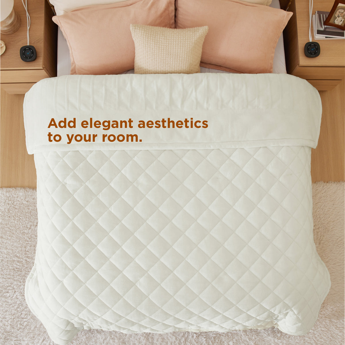 Quilted Sherpa Fleece Heated Blanket