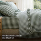 Ruffled Cotton-Like Gingham Sheet Set